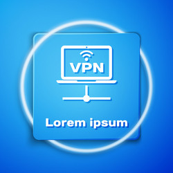 white vpn computer network icon isolated on blue vector image