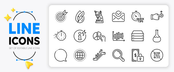 cooking timer pie chart and servers line icons vector image