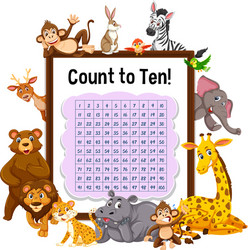 Counting Board with Animals – Numbers 1-100 vector image