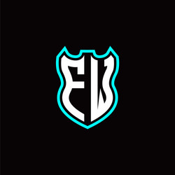 f w initial logo design with shield shape vector image