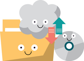 folder and cd rom with cloud computing vector image