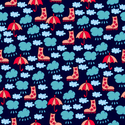 autumn seamless pattern with clouds raindrops vector image