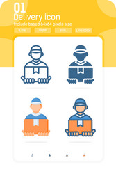 delivery icon with multiple style vector image