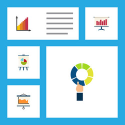 flat icon graph set of diagram monitoring easel vector image