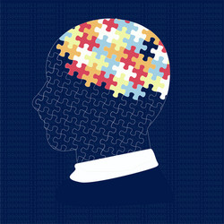 Man head with puzzles expert system web design vector