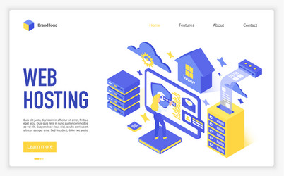 web hosting landing page template vector