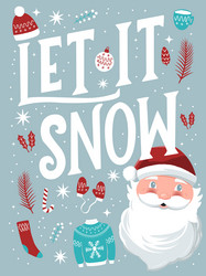 Let it snow hand lettering sign vector