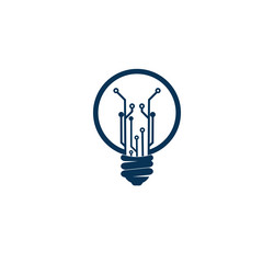 light bulb idea icon with circuit board inside vector image