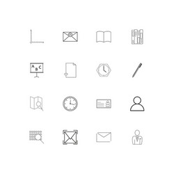 office simple linear icons set outlined vector image