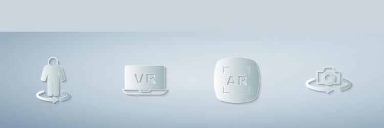 set 3d modeling virtual reality augmented ar vector image