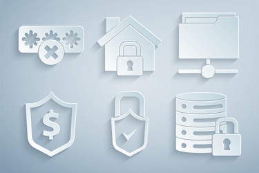 set lock and check mark ftp folder shield vector image