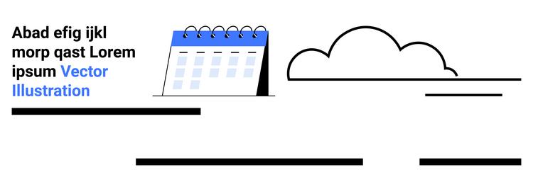 calendar and cloud elements with text lines vector image