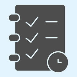 check list and timer solid icon task management vector image