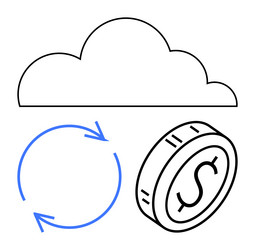 cloud computing with money coin and circular vector image