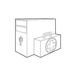computer system unit first aid icon outline style vector image