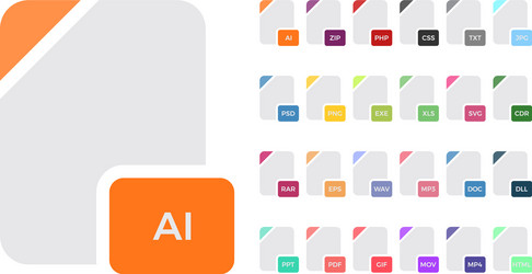 flat file format icons audio video image vector image
