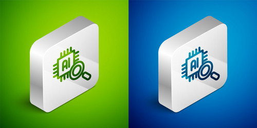 isometric line computer processor vector image
