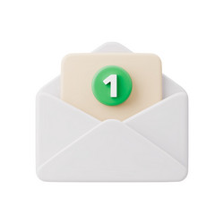white envelope with paper sheet and number one vector image