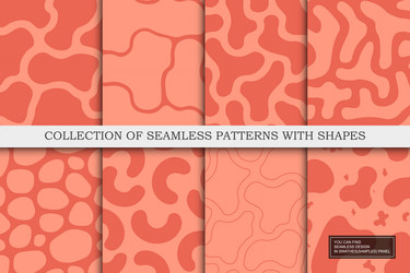 collection of red seamless patterns with abstract vector image