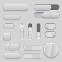 Modern Gray UI Buttons and Sliders vector image