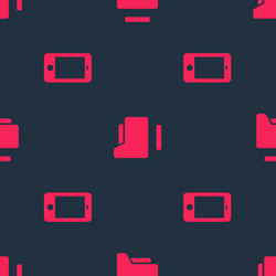 set mobile phone and document folder on seamless vector image