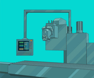 automated factory line with control panel vector