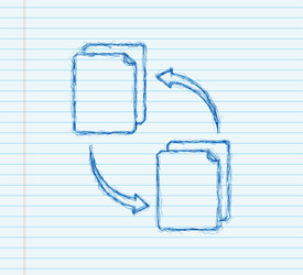 Flat icon with file exchange sketch digital vector