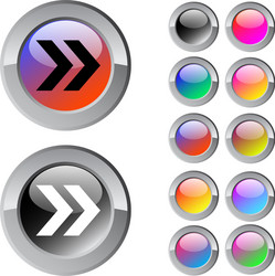 Forward arrow multicolor round button vector