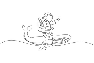 One continuous line drawing of spaceman take Vector Image