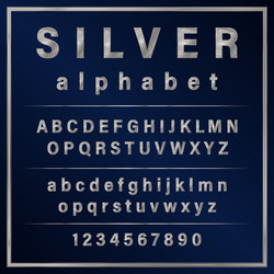 silver colored metal chrome alphabet font vector