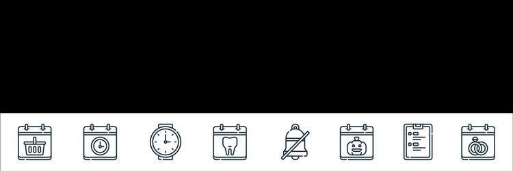calendar and date line icons linear set quality vector image