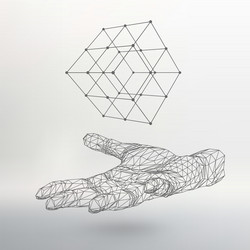 Geometric Hand with Cube Network vector image