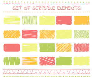 collection of scribbled elements in hand drawn vector image