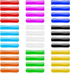 Long glass buttons set of shiny rectangle vector