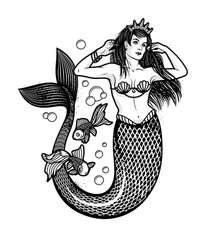 Mermaid Queen with Crown Vector Image