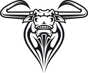 Powerful Bull Head - Tribal Style Vector Image