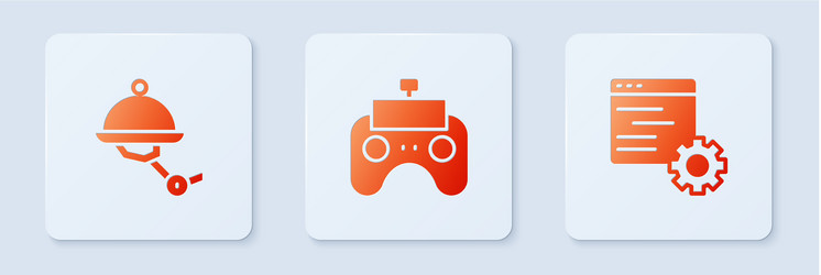 set remote control waiter robot and computer api vector image