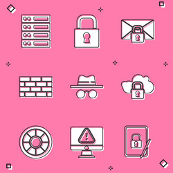 set server data web hosting lock mail message vector image