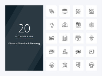 20 distance education and elearning outline icon vector