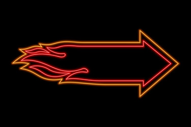 flame arrow neon sign bright glowing symbol Vector Image