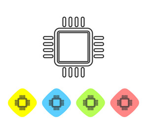 grey computer processor with microcircuits cpu vector image