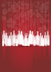 wine red abstract background with bottles vector image