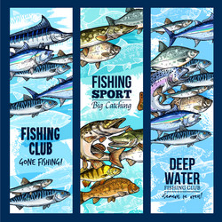 banners for fishing or fisher sport club Vector Image