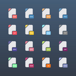 flat file format icons audio video image vector image