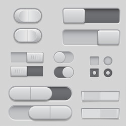 Gray interface buttons and sliders 3d set of ui vector