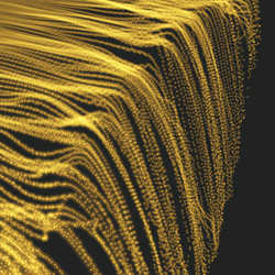 array with dynamic emitted particles 3d glowing vector image
