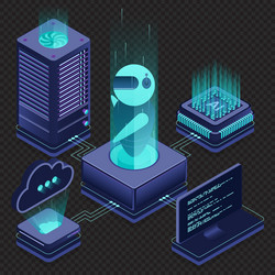 artificial intelligence robot system analysis big vector image