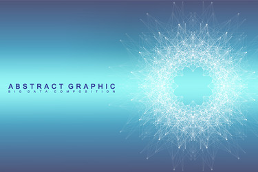 fractal element with connected line and dots vector image