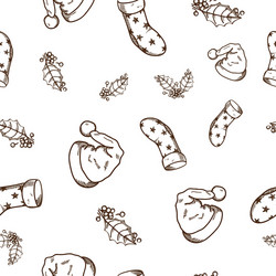seamless pattern of christmas and new year objects vector image