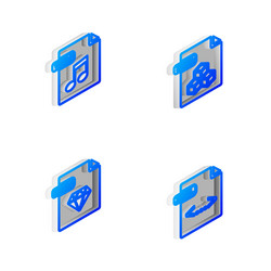 Set isometric line 3ds file document wav ruby vector